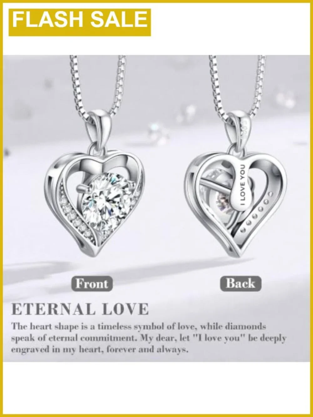 Moissanite Heart Necklace 925 Sterling Silver 20 Inch